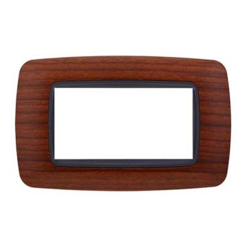 Ettroit placca compatibile Bticino Livinglight 4 moduli plastica bombata colore radica - LN88403