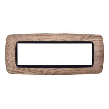 Ettroit placca compatibile Bticino Livinglight 7 moduli plastica bombata colore legno chiaro - LN88710