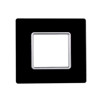 Placca compatibile Bticino Matix 2 moduli vetro colore nero
