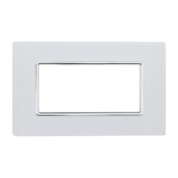 Placca compatibile Bticino Matix 4 moduli vetro colore bianco