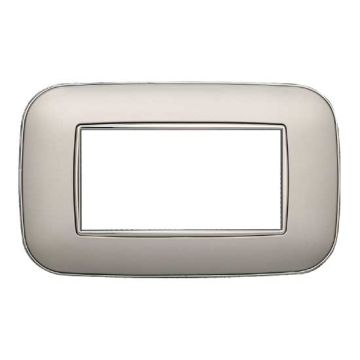 Placca compatibile Bticino Axolute 4 moduli plastica colore argento Orbis serie Moon Ettroit AN91406