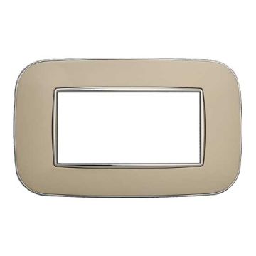 Placca compatibile Bticino Axolute 4 moduli plastica colore sabbia Orbis serie Moon Ettroit AN91409