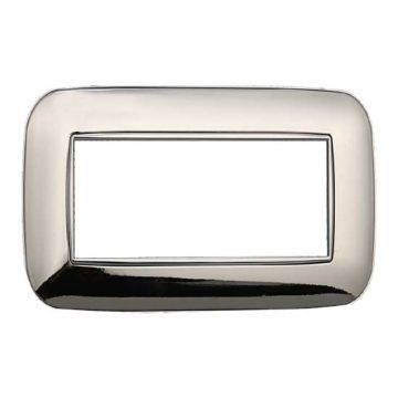 Placca compatibile Bticino Axolute 4 moduli plastica colore cromato lucido Orbis serie Moon Ettroit AN91413