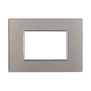 ETTROIT AN84306 Placca 3P in Vetro Serie Moon Colore Silver Compatibile Con Bticino Axolute