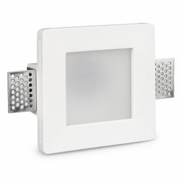 KOSOOM C1260FB Portafaretto Quadrato da Incasso in Gesso con Vetro Opaco GU10 MR16
