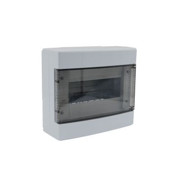 ETTROIT Centralino elettrico da parete 8 moduli IP40 bianco RAL 91682 con portello trasparente fumè - DB111908