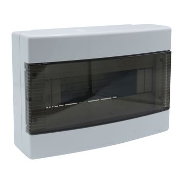 ETTROIT Centralino elettrico da parete 12 moduli IP40 bianco RAL 91682 con portello trasparente fumè - DB111912