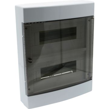 ETTROIT Centralino elettrico da parete 24 moduli IP40 bianco RAL 91682 con portello trasparente fumè - DB111924