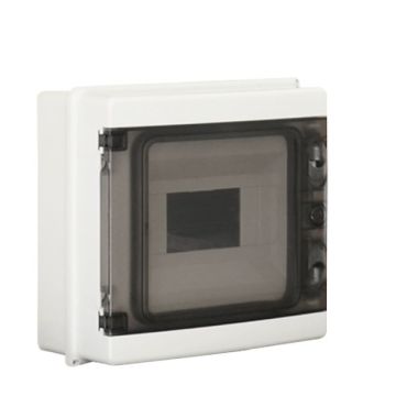 ETTROIT Centralino stagno da parete 8 moduli IP65 grigio RAL 7035 con portello trasparente fumè - DB120908