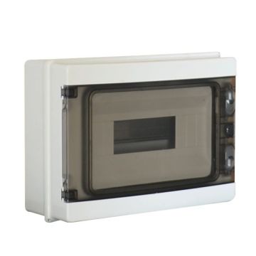 ETTROIT Centralino stagno da parete 12 moduli IP65 grigio RAL 7035 con portello trasparente fumè - DB120912