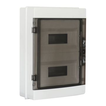 ETTROIT Centralino stagno da parete 24 moduli IP65 grigio RAL 7035 con portello trasparente fumè - DB120924