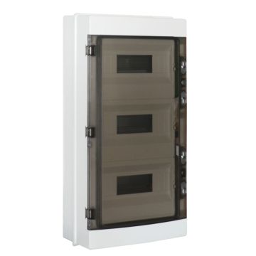 ETTROIT Centralino stagno da parete 36 moduli IP65 grigio RAL 7035 con portello trasparente fumè - DB120936