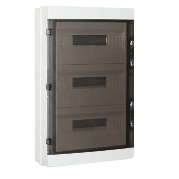 ETTROIT Centralino stagno da parete 54 moduli IP65 grigio RAL 7035 con portello trasparente fumè - DB120954