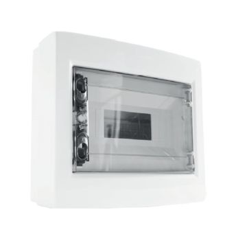 ETTROIT Centralino elettrico da parete 8 moduli IP40 grigio RAL 7030 con portello trasparente fumè - DB130908