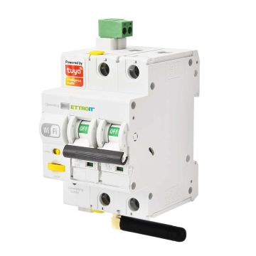 ETTROIT e-smart Interruttore Magnetotermico WIFI 2P 230V 16A 6Ka TUYA 3 Moduli DIN - ESR3216