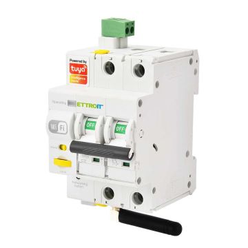 ETTROIT E-SMART Interruttore Magnetotermico WIFI 2P 32A 6KA App TUYA 3 Moduli DIN ESR3232