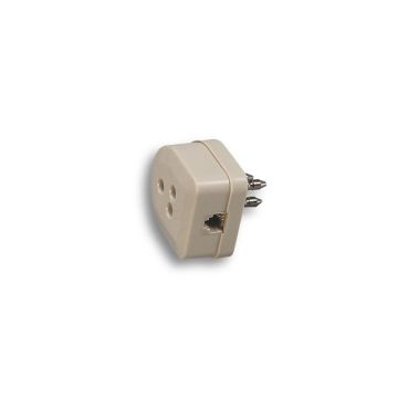 FANTON 22170 Spina tripolare telefonica + presa tripolare + presa per connessione plug 6/4 c.