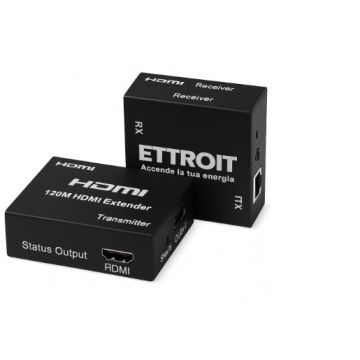 ETTROIT extender HDMI 4K su cavo lan 120mt, Kit TX-RX UTP CAT6 POE, POC Loop-Out ET5004
