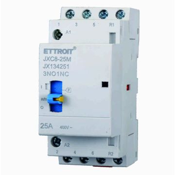 ETTROIT JX134251 Contattore Domestico 3NO/1NC 4P 25A 220v 50hz AC DIN con Interruttore di Controllo Manuale