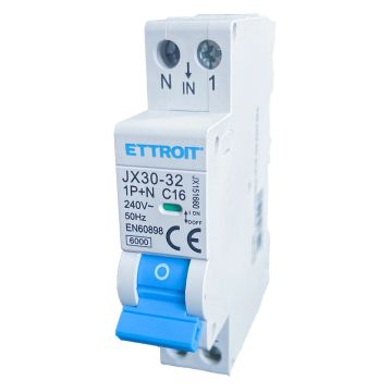 ETTROIT Interruttore Magnetotermico 1P+N 16A 1 MODULO DIN 220V 6KA 6000A JX151660