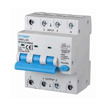 ETTROIT Interruttore Magnetotermico Differenziale 3P+N 16A 300mA 380V-6KA JX261663