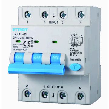 ETTROIT JX261668 Magnetotermico Differenziale 3P+N 16A 300mA 380V-6KA CLASSE A