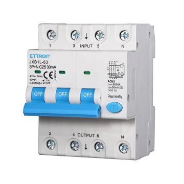 Ettroit Interruttore Magnetotermico Differenziale 3P+N 25A 30mA 380V-6KA JX262561