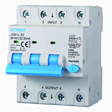ETTROIT JX263264 Magnetotermico Differenziale 3P+N 32A 30mA 380V-6KA CLASSE A