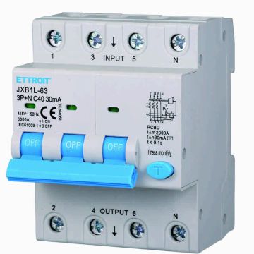 Ettroit Interruttore Magnetotermico Differenziale 3P+N 40A 30mA 380V-6KA JX264061