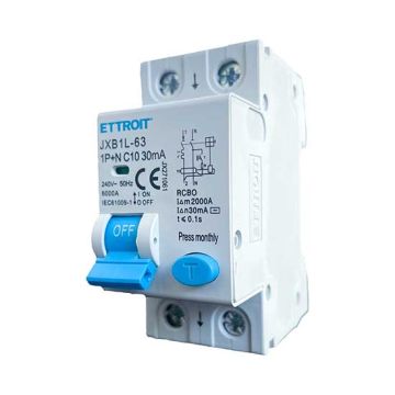 ETTROIT Interruttore magnetotermico differenziale 1P+N 10A 6kA 30mA 220V occupa 2 Moduli DIN JX271061