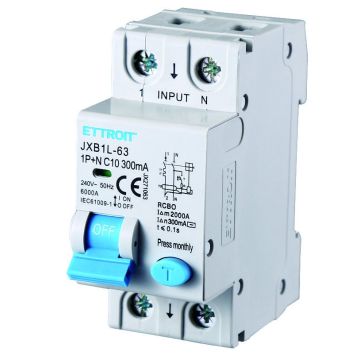 ETTROIT Interruttore Magnetotermico Differenziale 1P+N 10A 300mA 220V 6KA JX271063