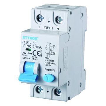 ETTROIT interruttore Magnetotermico Differenziale 1P+N 10A 30mA 220V-6KA CLASSE A - JX271064