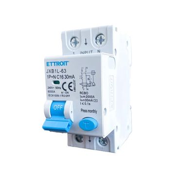 ETTROIT Magnetotermico differenziale 1P+N 16A 6kA 30mA 220V occupa 2 Moduli DIN Ettroit JX271661