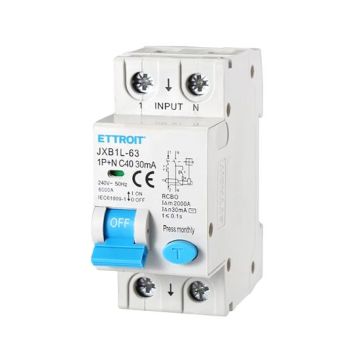 ETTROIT Magnetotermico differenziale 1P+N 40A 6kA 30mA 220V occupa 2 Moduli DIN Ettroit JX274061