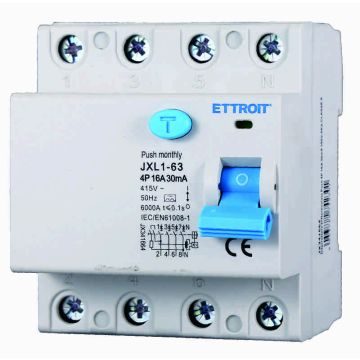 ETTROIT JX341664 Interruttore Differenziale Puro 4P 16A 30mA 380V-6KA CLASSE A