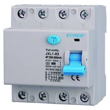 ETTROIT Interruttore Differenziale Puro 4P 25A 300mA 380V 6KA Curva F - JX3425613