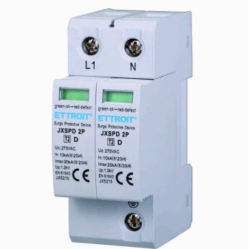 ETTROIT Scaricatore Sovratensione 220V T2 2P 275V 10KA-20KA 2 Moduli DIN JX5210