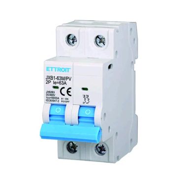 Interruttore Magnetotermico Fotovoltaico 2P DC 500V 63A 6kA Occupa 2 Moduli DIN Ettroit JX6263