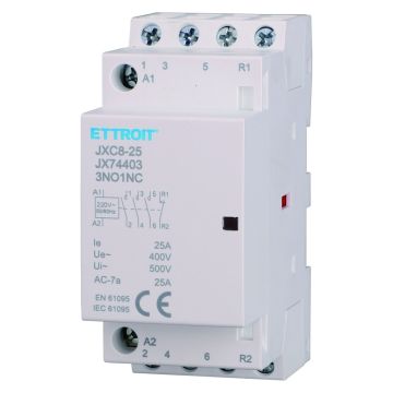 ETTROIT Contattore Modulare DIN AC 4P 220V 25A 3 Contatti NO + 1 Contatto NC - JX74403