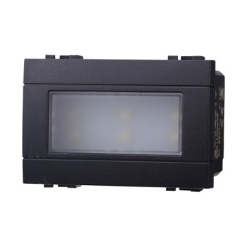 ETTROIT Lampada Segnapasso LED 6000K Nera Serie Space Compatibile BTicino Living LN0303
