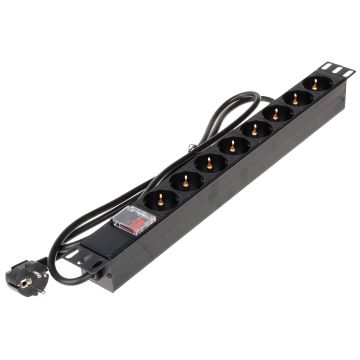 Multipresa Rack 19" 8 Prese Schuko con Interruttore 