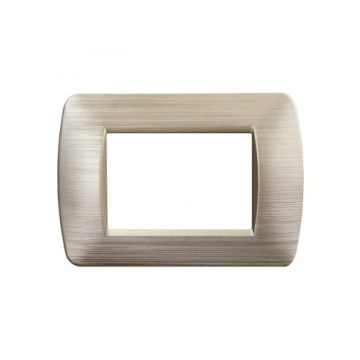 ETTROIT placca 3 posti serie SPACE 3P in plastica colore oro satinato compatibile Bticino Living Light LN85311