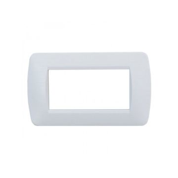ETTROIT Placca 4 posti serie space bianca plastica satinata compatibile Living light LN85401