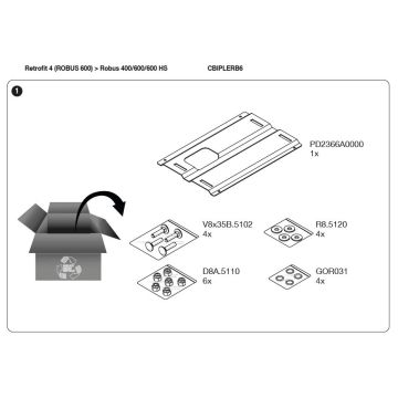 Nice CBIPLERB6 kit retrofit 4 Piastre di Adattamento per Robus 400/600/600 HS
