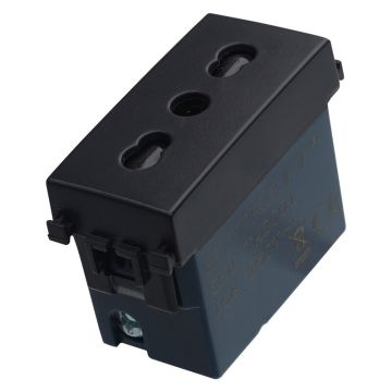 ETTROIT Presa Bipasso Bivalente 2P+T 10/16A colore nero compatibile con Vimar Arke