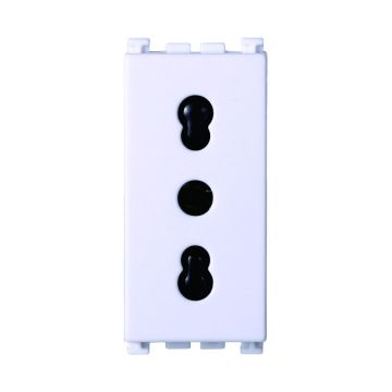 ETTROIT Presa Bipasso Bivalente 2P+T 10/16A colore bianco compatibile con Vimar Arke VA2001B