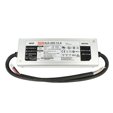 MeanWell XLG-200-12-A Trasformatore driver led AC/DC 192w 12V 16A 100-305V regolabile potenziometro integrato funzione PFC Waterproof IP67