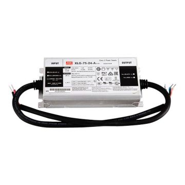 MeanWell XLG-75-24-A Trasformatore driver led AC/DC 74.4W 24V 3.1A 100-305V regolabile potenziometro integrato funzione PFC Waterproof IP67