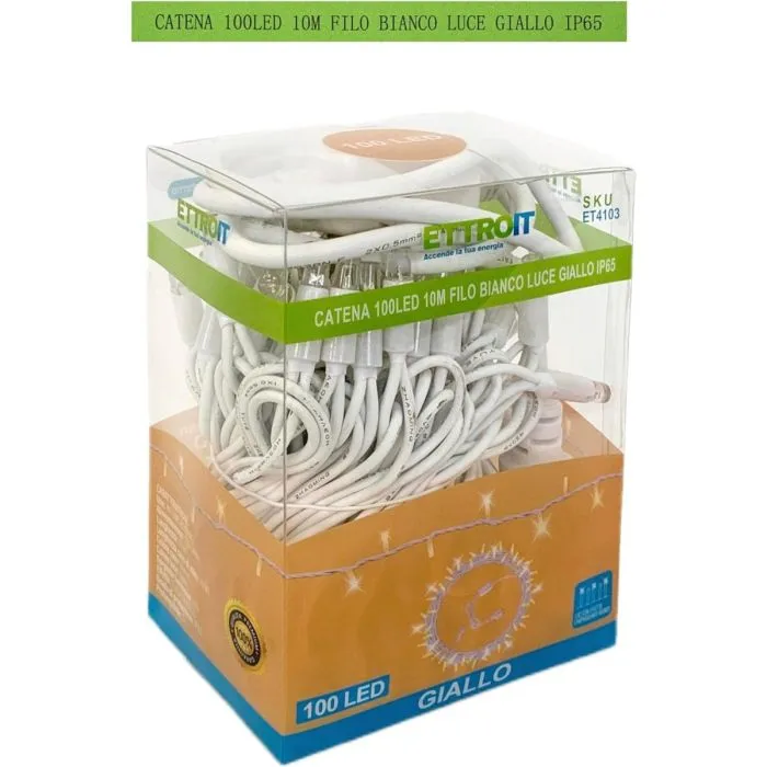 Catena Luminosa Per Esterni 10m 100 LED, Dimmerabile, Con Spina E Telecomando, 11 Modalità, Bianco Caldo E Colori, Timer E Memoria