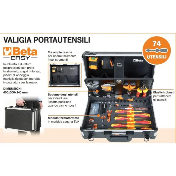 Beta 2054BM-74 tool case for electricians DIY maintenance case74 pieces  Worldwide